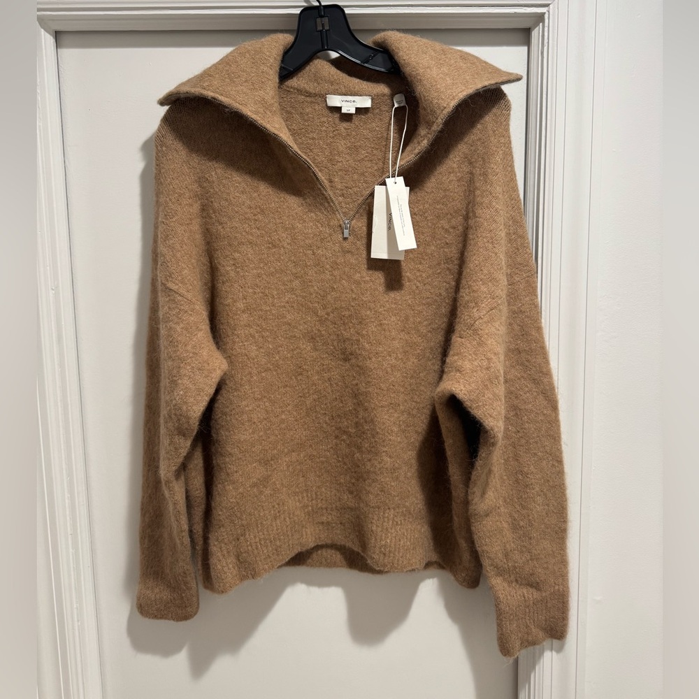 Vince alpaca blend zip up sweater